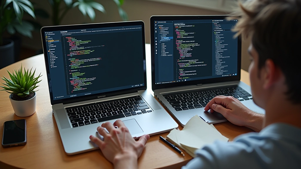 Pracovní plocha designéra s otevřeným editorem kódu a prohlížečem zobrazujícím sticky panel