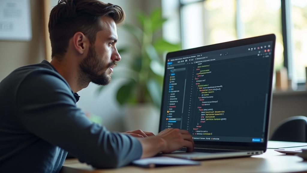 Vývojář pracující na kódu CSS s z-index proměnnými viditelné na monitoru